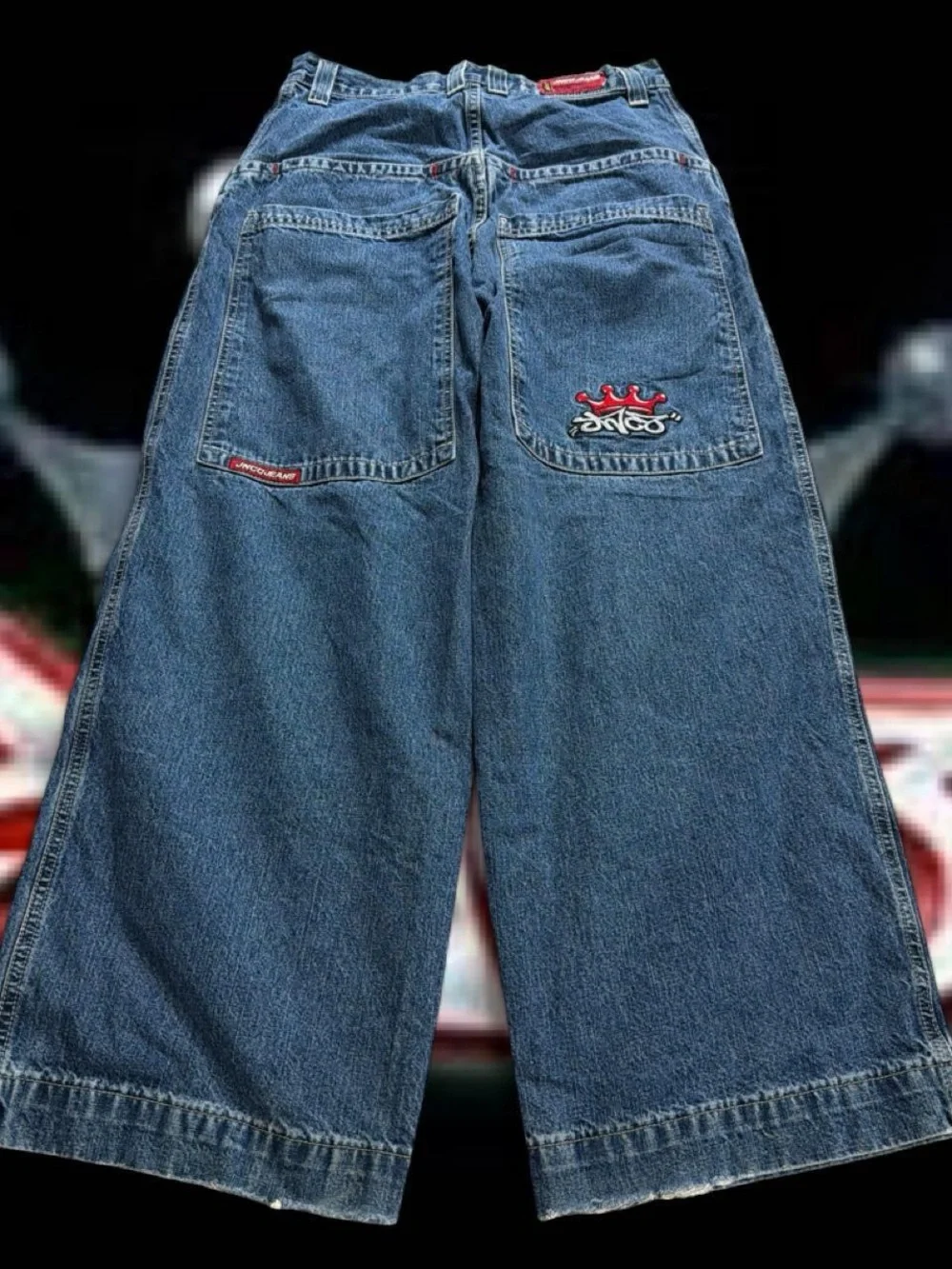 Y2k JNCO Jeans Blue Denim Waistband with Crown Logo 30/30